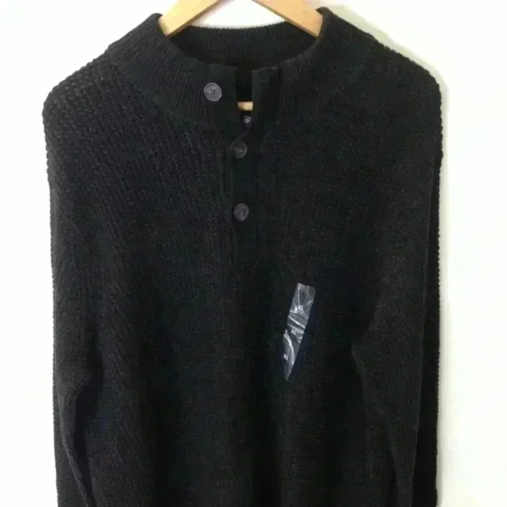 Croft & Barrow 1/4 Button Cotton Knit XL Sweater - Picture 3 of 6